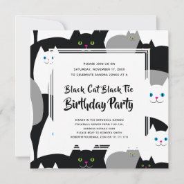 Convites Black Cat Tie Engraçado Festas de aniversário Engr