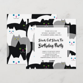 Convites Black Cat Tie Engraçado Festas de aniversário Engr