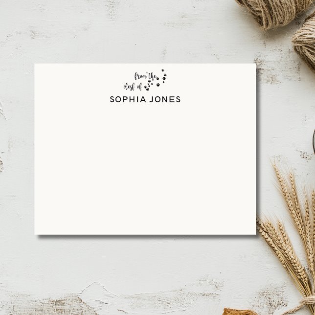 Convites Black Classic Paw Print Stationery Note Card (Criador carregado)