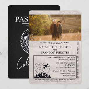 Convites Black Colorado Passport Wedding