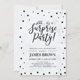 Convites Black Confetti e Marble Surprise Retirement Party
