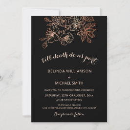 Convites Black Copper Floral | Goth Wedding