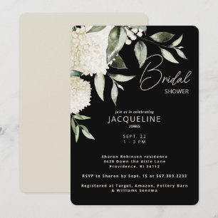 Convites Black & Cream White Hydrangas Chá de panela II