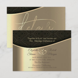Convites Black Damask Dourado Hearts Casamento & Registro
