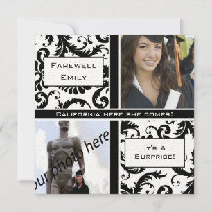 Convites Black Damask  Graduation Farewell Invitation