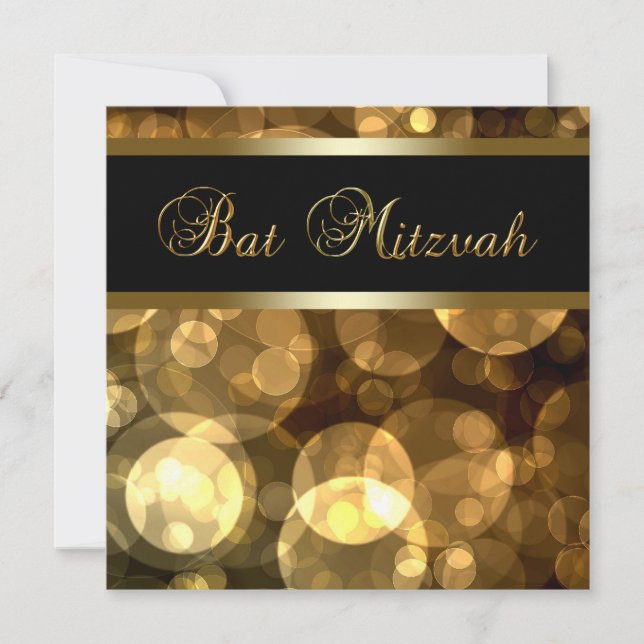 Convites Black Dourado Bubbles Bat Mitzvah (Frente)