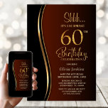 Convites Black Dourado Burnt Orange Surprise 60th Birthday<br><div class="desc">Convide seus amigos e entes queridos com este moderno convite de aniversário negro, ouro e laranja queimado 60º. A área de texto personalizável neste modelo de convite permite que você inclua facilmente todos os detalhes necessários para sua celebração especial de aniversário, incluindo as informações de data, hora, local e RSVP....</div>