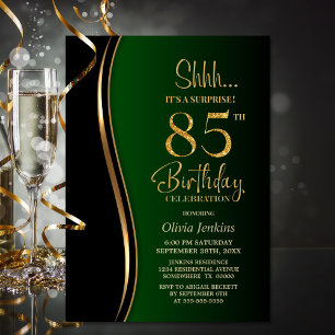 Convites Black Dourado Green Surprise 85º aniversário