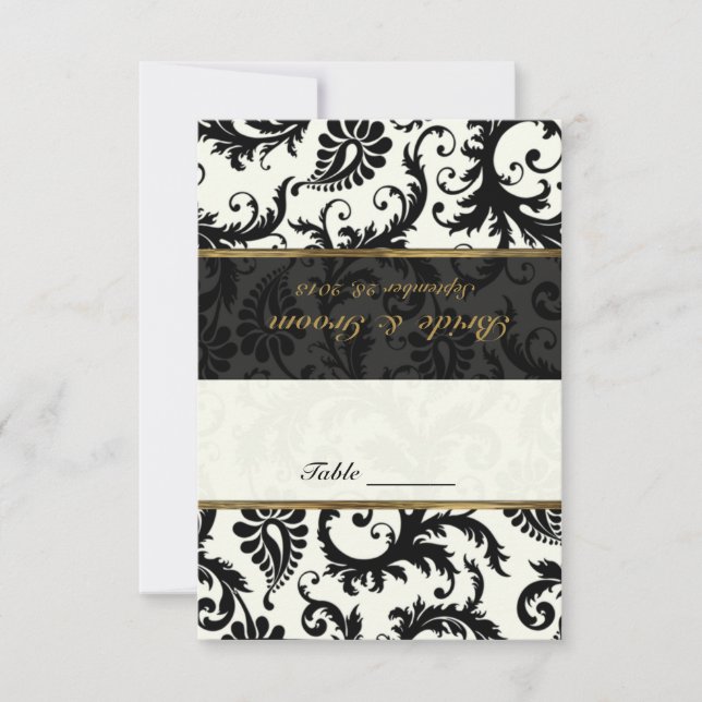Convites Black, Dourado, Ivory Placecard (Frente)