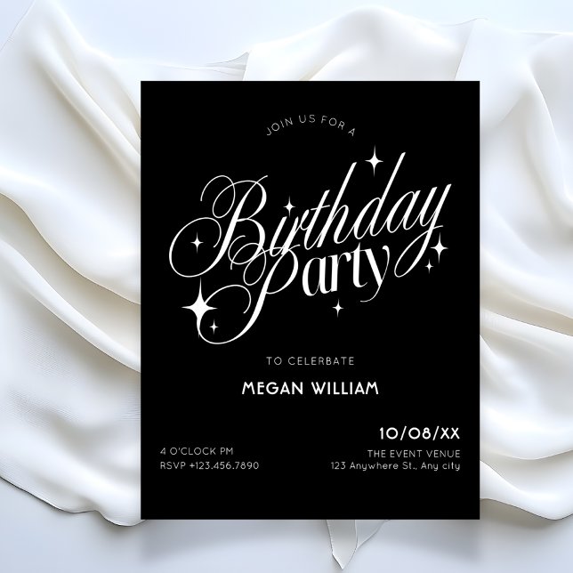 Convites Black elegant birthday (Criador carregado)