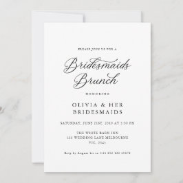 Convites Black Elegant Modern Script Bridesmaids Brunch