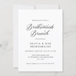 Convites Black Elegant Modern Script Bridesmaids Brunch