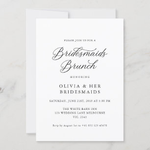 Convites Black Elegant Modern Script Bridesmaids Brunch