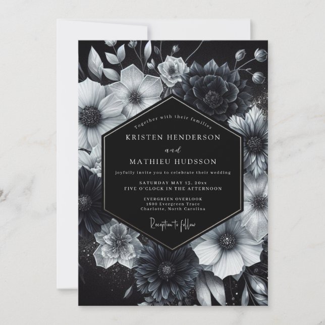 Convites Black Ethereal Bloom Wedding (Frente)