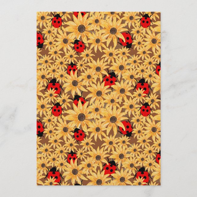 Convites Black-Eyed Susan And Ladybugs Seamless Pattern (Frente)