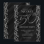 Convites Black & Faux Silver Glitter Glam 50 50th Birthday<br><div class="desc">Black & Faux Silver Glitter Glam 50 50th Birthday Invtions. Personalizar para qualquer evento.</div>
