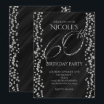 Convites Black & Faux Silver Glitter Glam 60 60th Birthday<br><div class="desc">Black & Faux Silver Glitter Glam 60 60th Birthday Invtions. Personalizar para qualquer evento.</div>