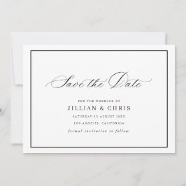 Convites Black frame calligraphy wedding save the date card