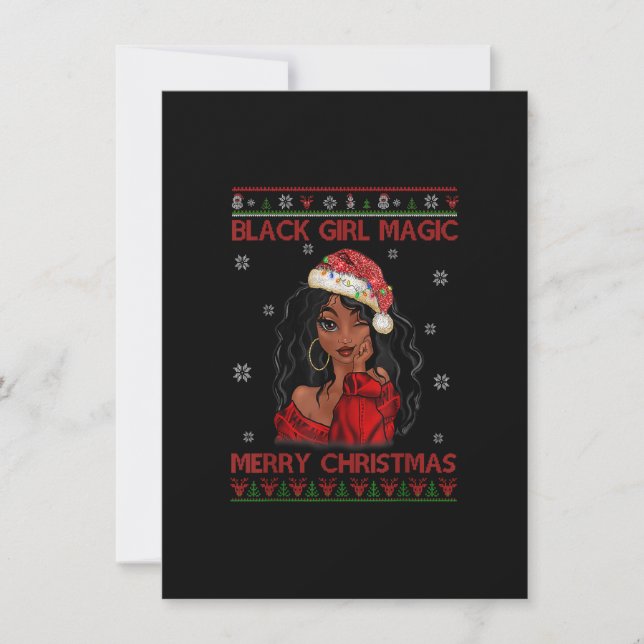 Convites Black Girl Magic Feliz Natal Afro-Americano (Frente)