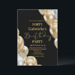 Convites Black Gold 40th Birthday<br><div class="desc">Modern black and gold with silver invitation Template is perfect for stylish birthday party. Elegant-minimalistic themed invite is full of fun and modern design elements,  elegant calligraphy and modern fonts. Birthdays are special days,  and this invite can help it make a memorable for friends.</div>
