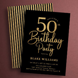 Convites Black Gold 50th Birthday
