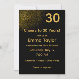 Convites Black & Gold Customizable Birthday Invitation