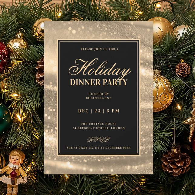 Convites Black & Gold Glam Sequins Holiday Dinner Party (Black & Gold Glam Sequins Holiday Dinner Party Invitation)