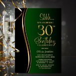 Convites Black Gold Green Surprise 30th Birthday<br><div class="desc">Invite your friends and loved ones with this modern black, gold and green surprise 30th birthday party invitation. The customizable text area in this invitation template allows you to effortlessly include all the necessary details for your special birthday celebration, including the date, time, venue, and RSVP information. A variety of...</div>