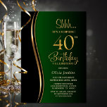 Convites Black Gold Green Surprise 40th Birthday<br><div class="desc">Invite your friends and loved ones with this modern black, gold and green surprise 40th birthday party invitation. The customizable text area in this invitation template allows you to effortlessly include all the necessary details for your special birthday celebration, including the date, time, venue, and RSVP information. A variety of...</div>