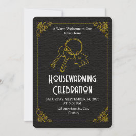 Convites Black Gold Housewarming Invitation Editable