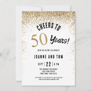 Convites Black Gold Parabéns ao 50 Anos de Aniversário de C