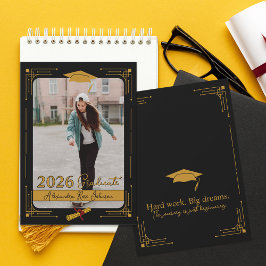 Convites Black Gold Photo Class 2026 Graduate Announcement