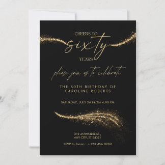 Convites Black & Gold Royal 60th Birthday Invitation  