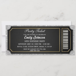 Convites Black Gold VIP Party Ticket Birthday Invitation