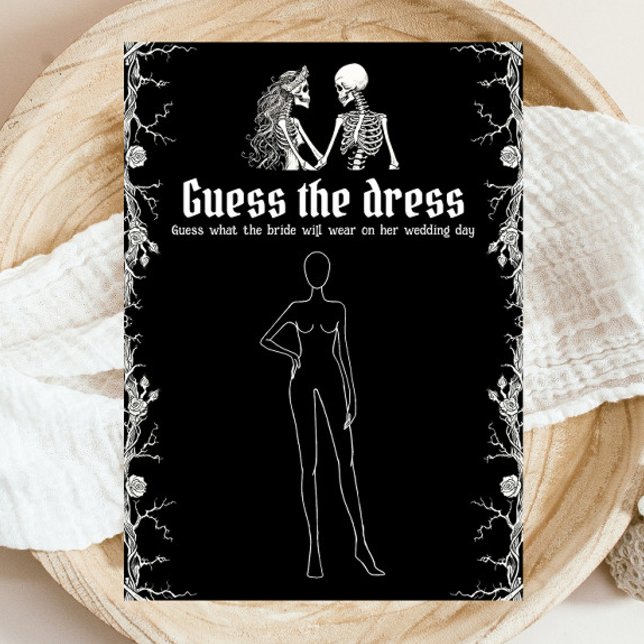 Convites Black Halloween Adivinha O Jogo Do Chá de panela D (Black Halloween Guess The Dress Bridal Shower Game )