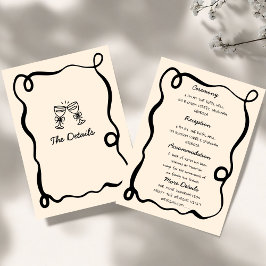 Convites Black Hand Drawn Champagne Whimsical Wedding