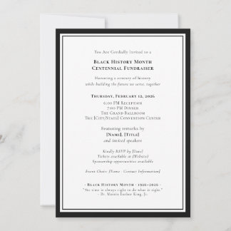 Convites Black History Month Centennial Formal Fundraiser