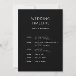 Convites Black Itinerary & Timeline | Minimalist Wedding