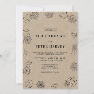 Convites Black & Kraft Cerimônia de Casamento Simples Mod