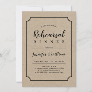 Convites Black & Kraft   Jantar de Ensaios de Casamento Clá