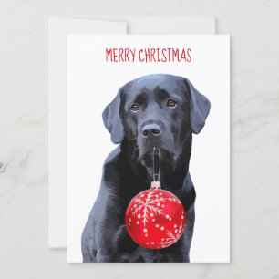 Convites Black Lab Felry Christmas - Cão Labrador bonito