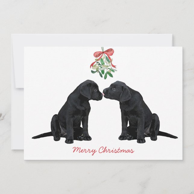 Convites Black Labrador Mistletoe Cute Dog Puppy (Frente)