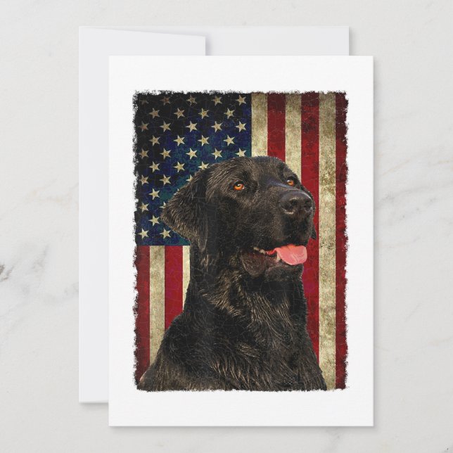 Convites Black Labrador T Shirt Gift USA Flag Lab Owner Duc (Frente)