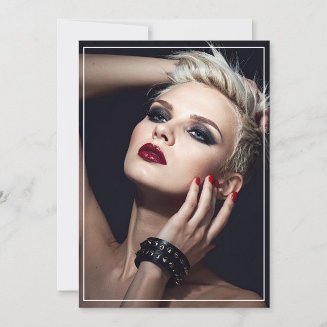 Convites Black Leather Anniversary/Valentine's Flat Card (Frente)