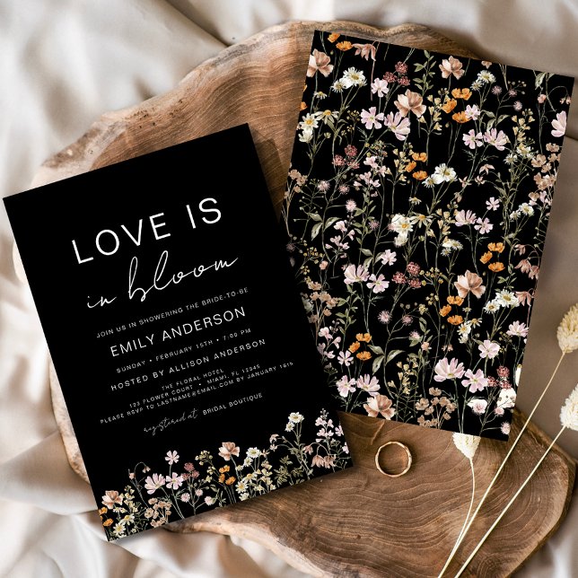 Convites Black Love in Bloom Wildflower Chá de panela (Criador carregado)