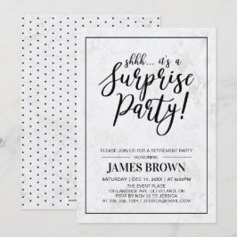 Convites Black & Marble | Festa de Aposentadoria Surpresa M
