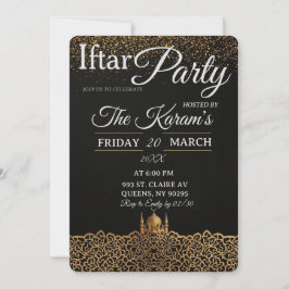 Convites Black Minimalist Mosque Ramadan Iftar Party 