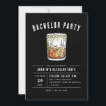 Convites Black Modern Bachelor Party Watercolor Whkey<br><div class="desc">Black Modern Bachelor Party Watercolor Convite Whkey</div>