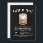 Convites Black Modern Bachelor Party Watercolor Whkey<br><div class="desc">Black Modern Bachelor Party Watercolor Convite Whkey</div>