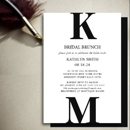Convites Black Modern Bold Monograma Simples Bridal Brunch